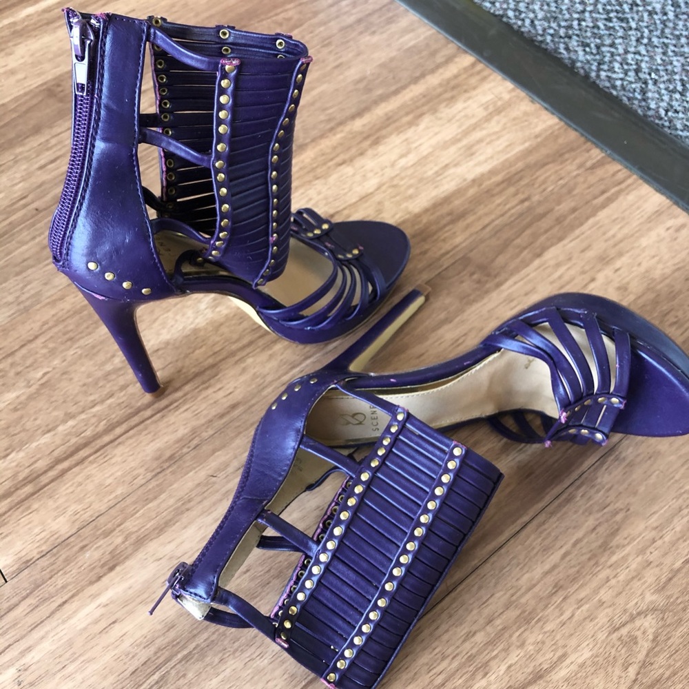 purple high heels